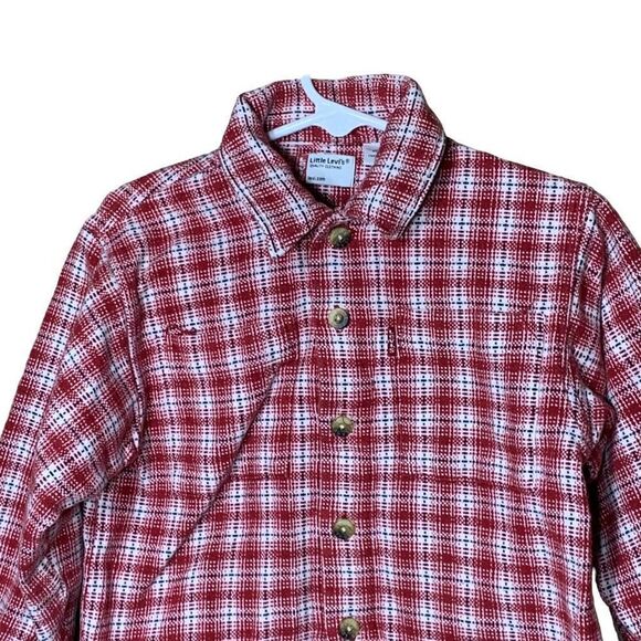 Little Levi’s Toddler Boy Red Plaid Button Down Size 4T - Picture 2 of 9